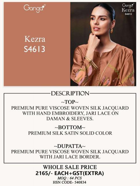 Ganga kezra 4613 wholesale heavy unstitched dress material